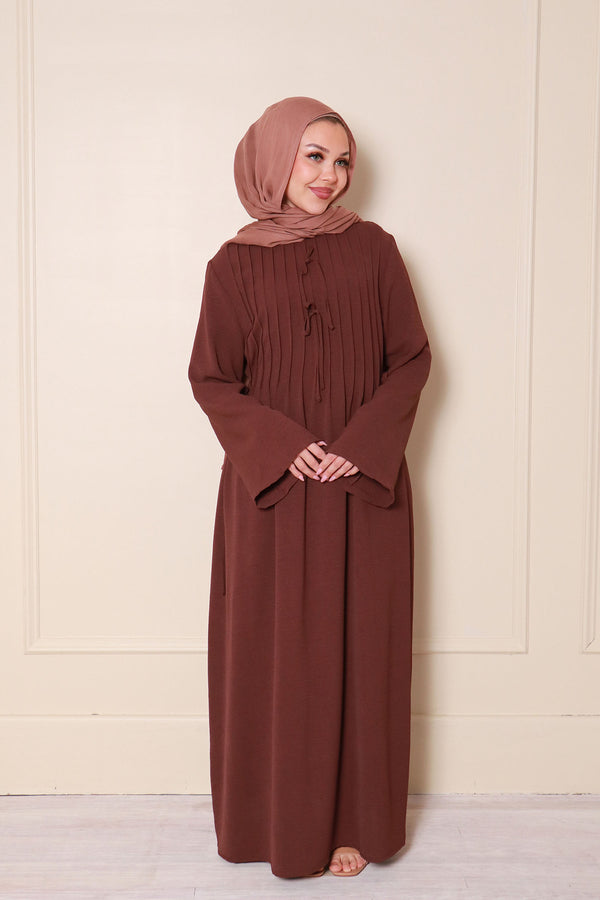 Noor Linen Essential Abaya- Espresso