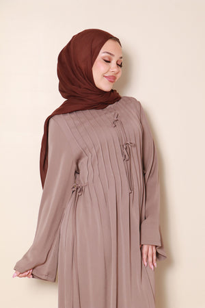 Noor Textured Essential Abaya- Mink