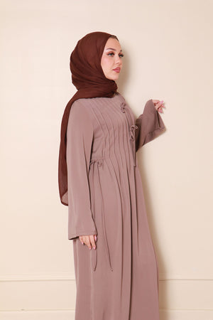 Noor Textured Essential Abaya- Mink