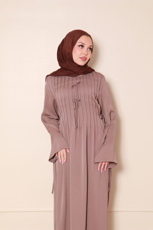 Noor Textured Essential Abaya- Mink