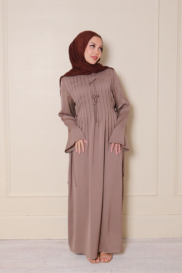 Noor Textured Essential Abaya- Mink