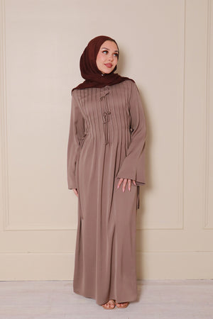 Noor Textured Essential Abaya- Mink