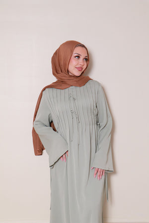 Noor Textured Essential Abaya- Sage