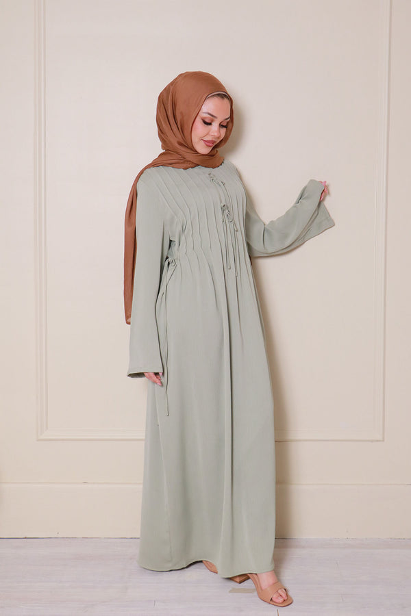 Noor Textured Essential Abaya- Sage