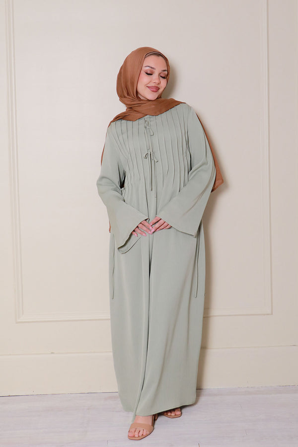 Noor Textured Essential Abaya- Sage