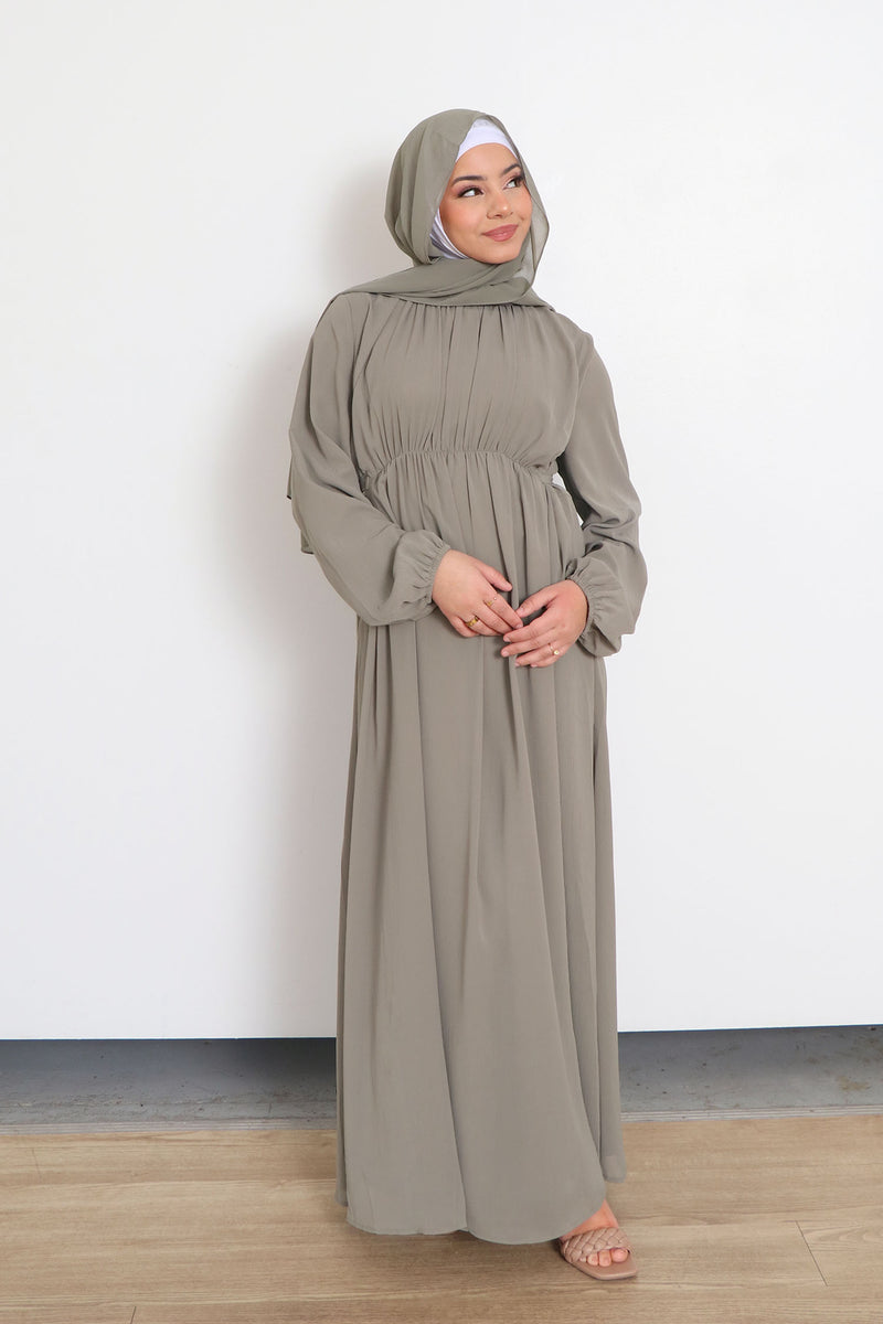 Naya Textured Chiffon Dress- Desert Sage