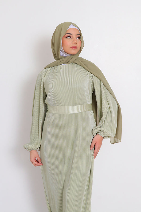 Alice Pleat Dress- Sage Green