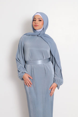 Alice Pleat Dress- Dusty Blue