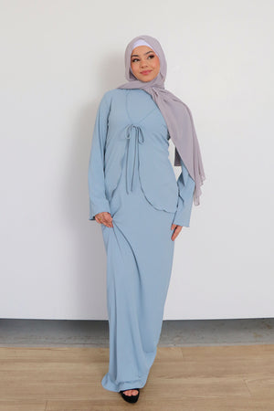 Lina Ribbed Maxi Set- Soft Blue