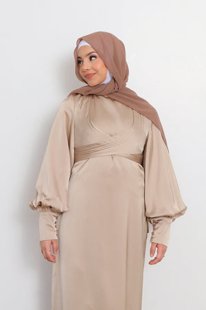 Laura Wrap Satin Dress- Blush Gold