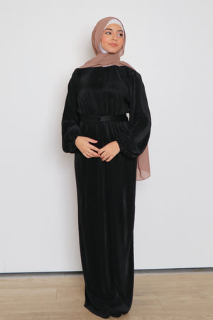 Alice Pleat Dress- Black