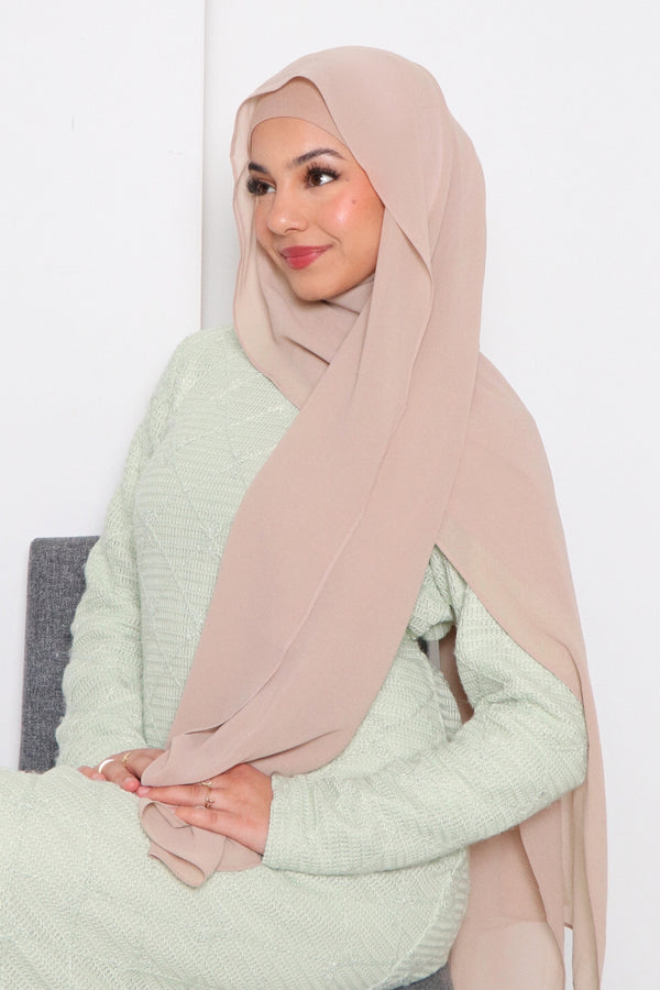 Laila Matching Chiffon Hijab Set- Sand