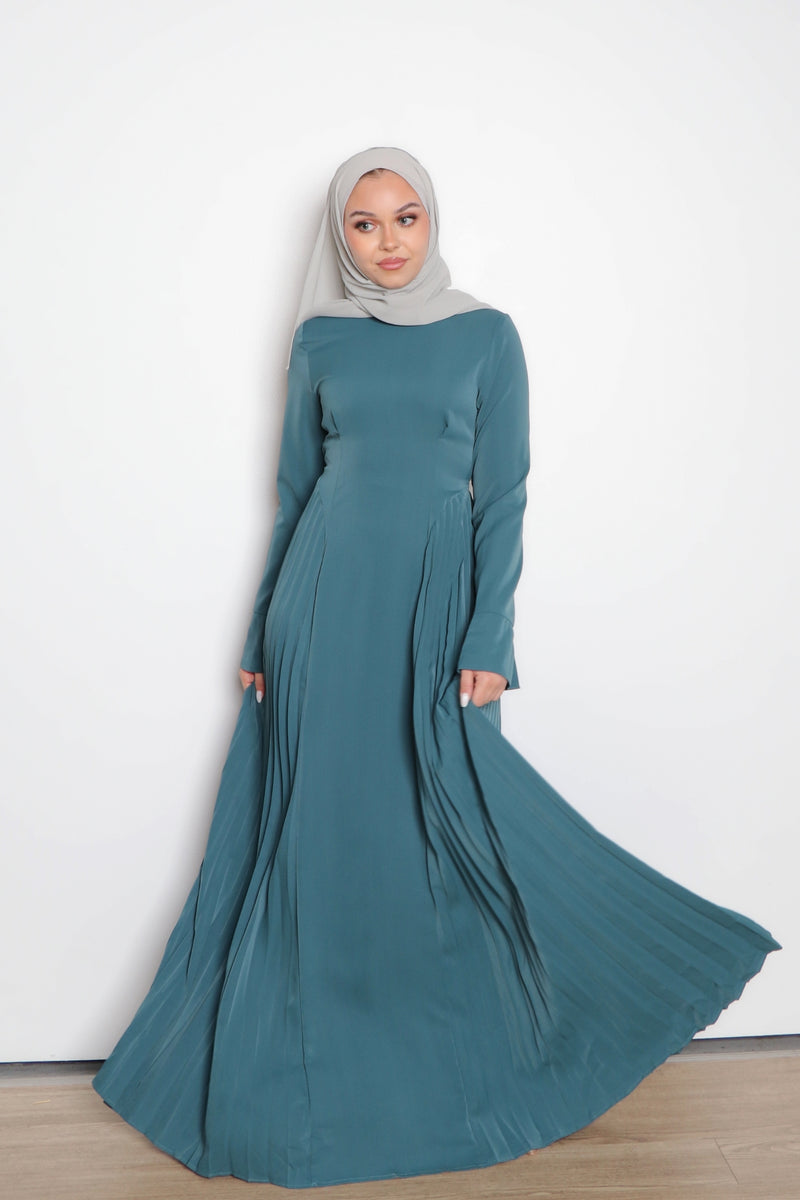 Kelsi Soft Pleat Dress- Teal