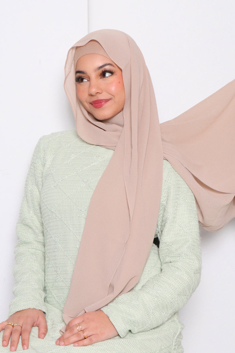 Laila Matching Chiffon Hijab Set- Sand
