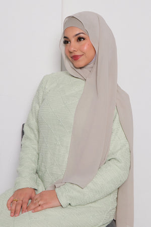 Laila Matching Chiffon Hijab Set- Mint Gray