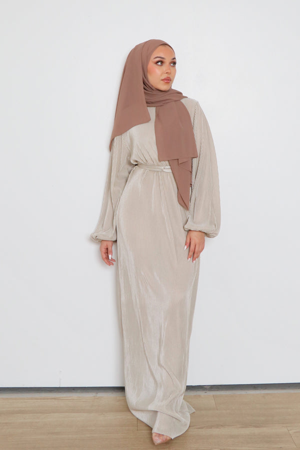 Alice Pleat Dress- Sage Gray