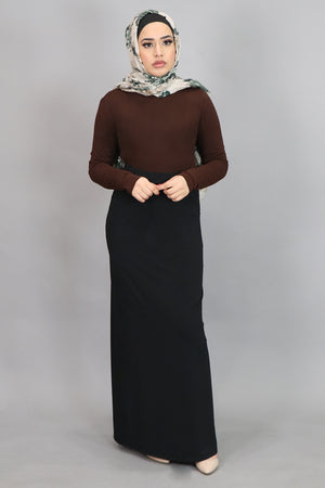 Black Spandex Maxi Skirt (4534805102649)