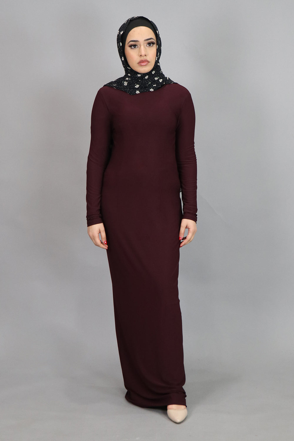 Mahogany Plain Fitted Spandex Maxi Dress (4540249997369)