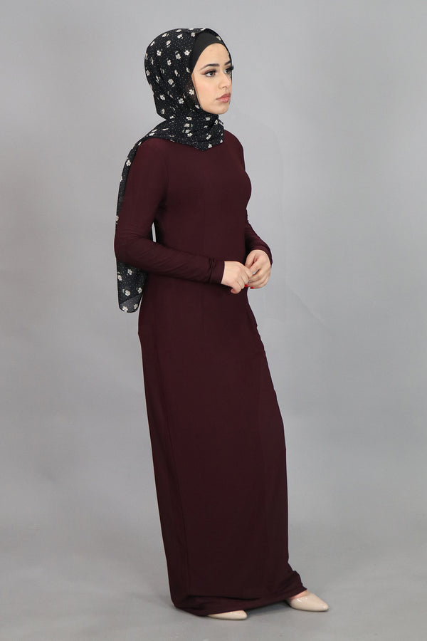 Mahogany Plain Fitted Spandex Maxi Dress (4540249997369)