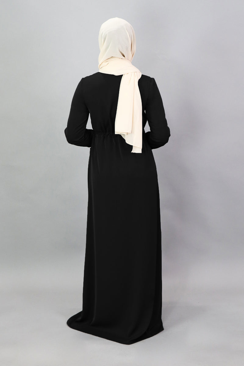 Black Deluxe Soft Zipper-Down Maxi Dress (5257518317736)
