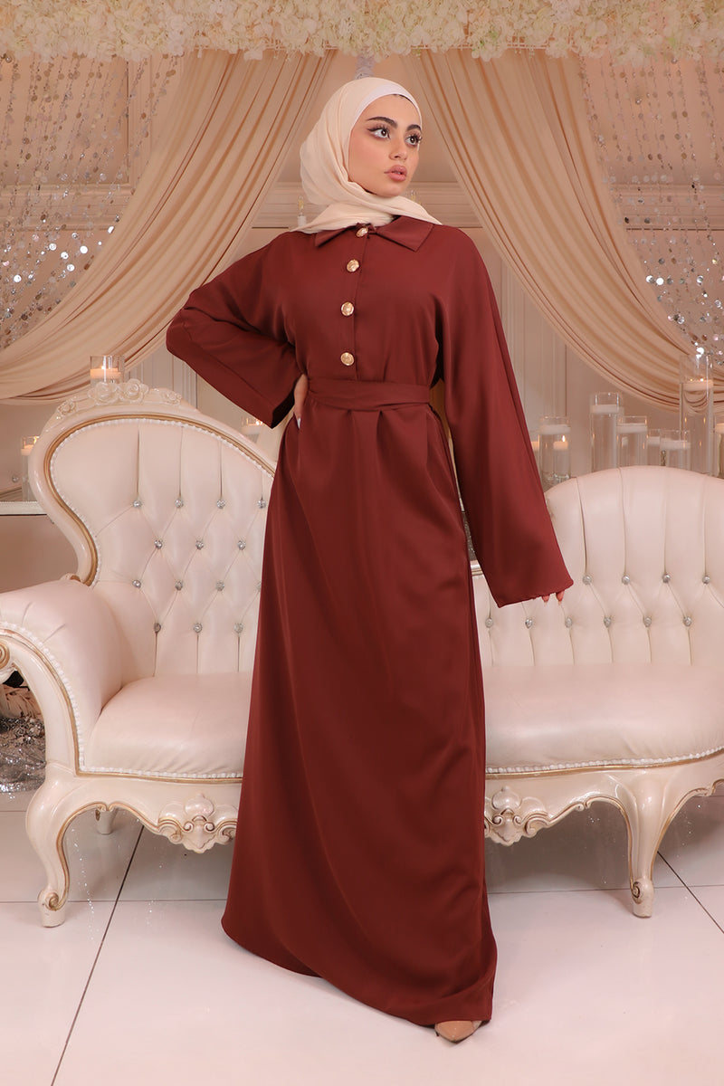 Deluxe Soft Batwing Dress- Burnt Sienna