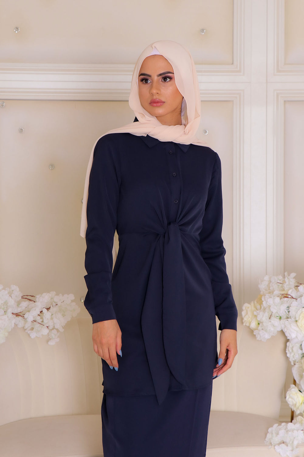 Nia Wrap Top- Navy Blue