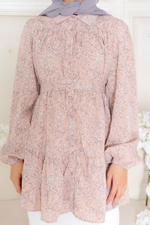 Sadie Floral Smock Top-Pink