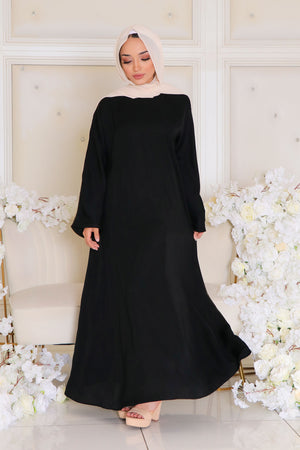 Rhea Essential Closed Abaya- Black