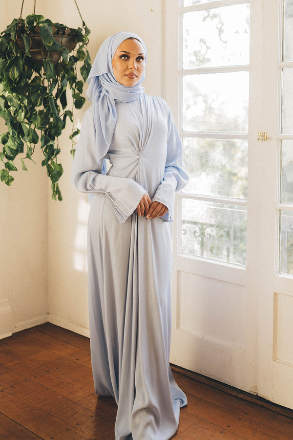 Remas Pleat Maxi Dress- Sky Blue