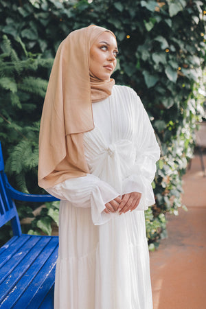 Saleema Chiffon Open Abaya- Off White