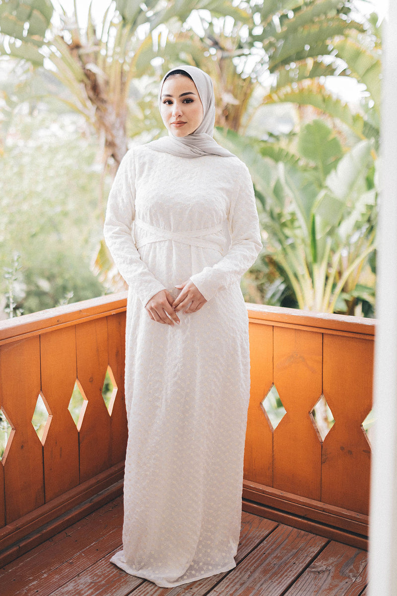 Navera Lace Wrap Maxi Dress- Off White