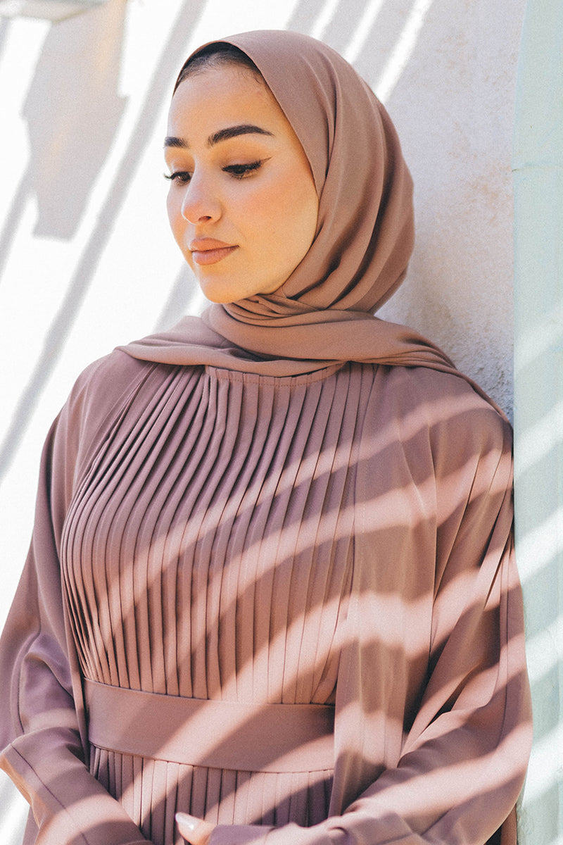 Adina Pleat Abaya Set- Desert Rose
