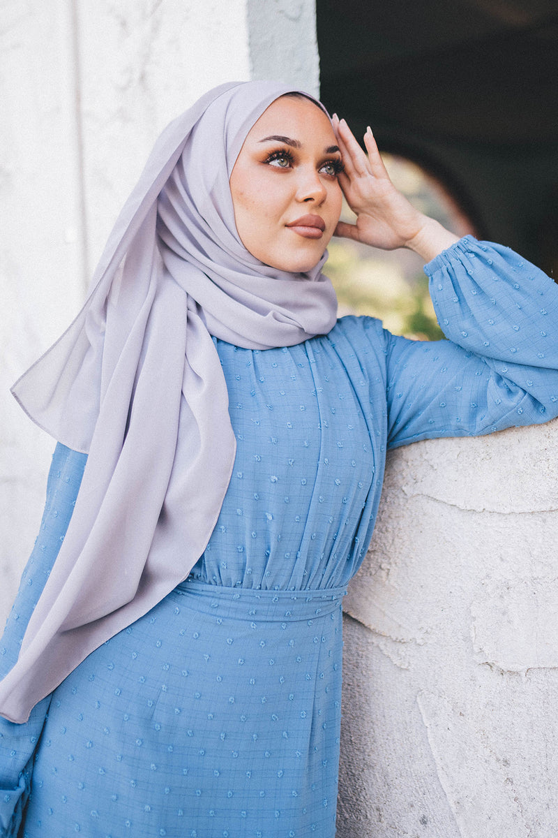 Thalia Textured Maxi Dress- Blue Gray