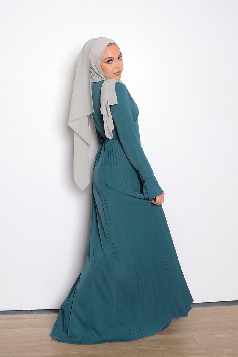 Kelsi Soft Pleat Dress- Teal