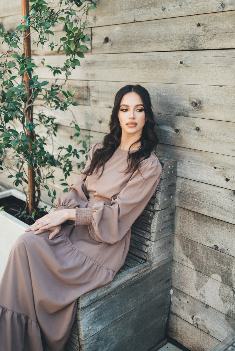 Nova Soft Smock Dress- Light Ash Brown