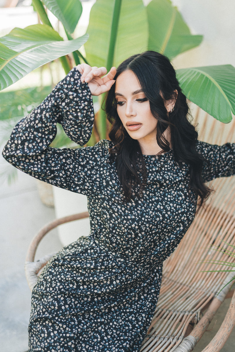 Amaya Floral Dress- Black