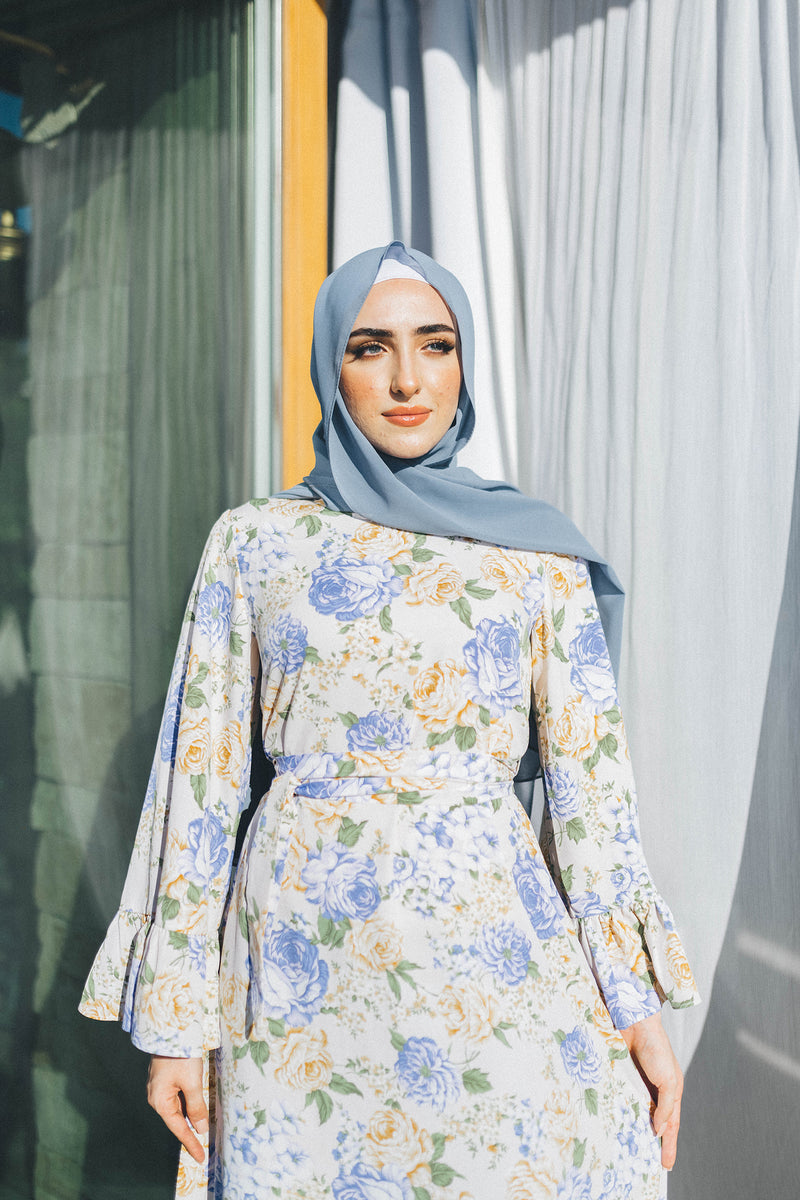 Madison Floral Dress- Light Blue