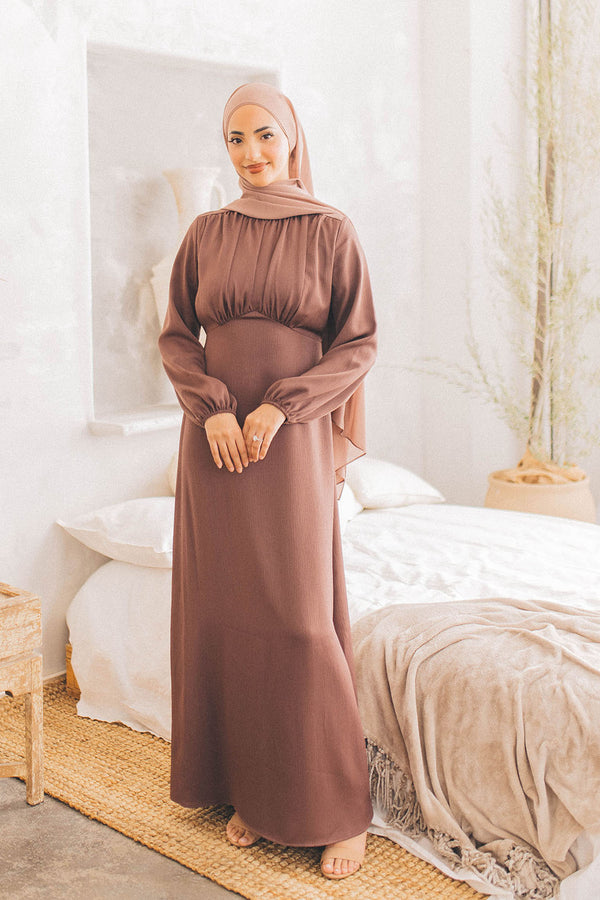 Sireen Textured Maxi Dress- Espresso