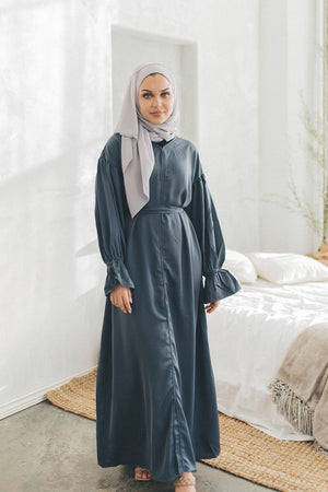 Darya Balloon Sleeve Abaya- Dark Blue