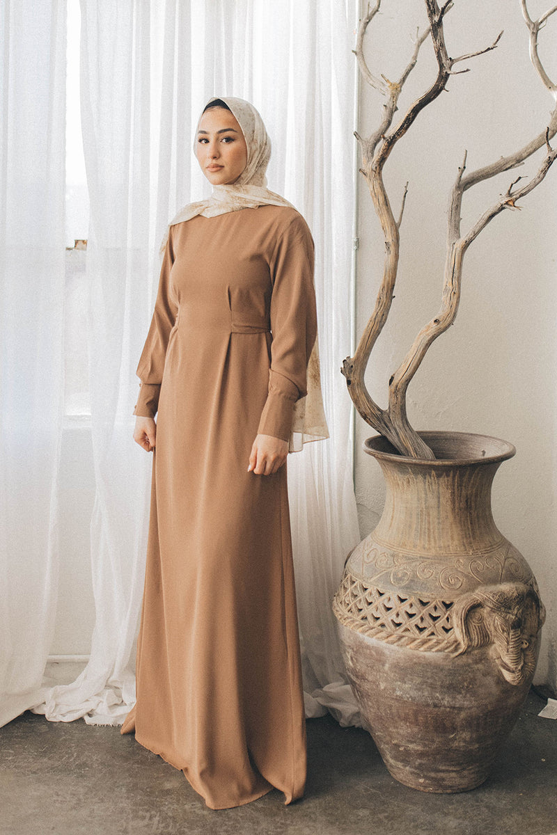 Deluxe Soft Wrap Dress- Camel