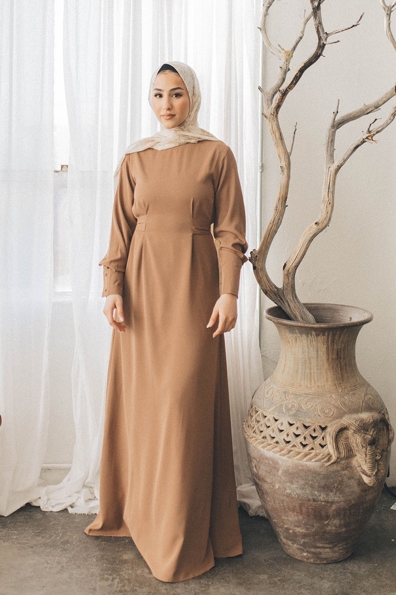 Deluxe Soft Wrap Dress- Camel