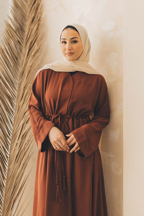 Ivy Essential Flare Abaya- Burnt Sienna