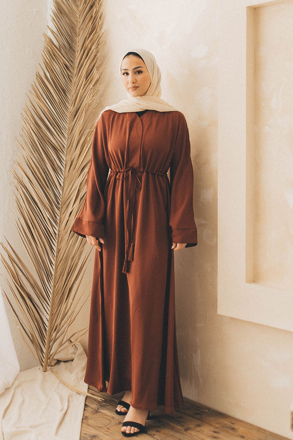 Ivy Essential Flare Abaya- Burnt Sienna