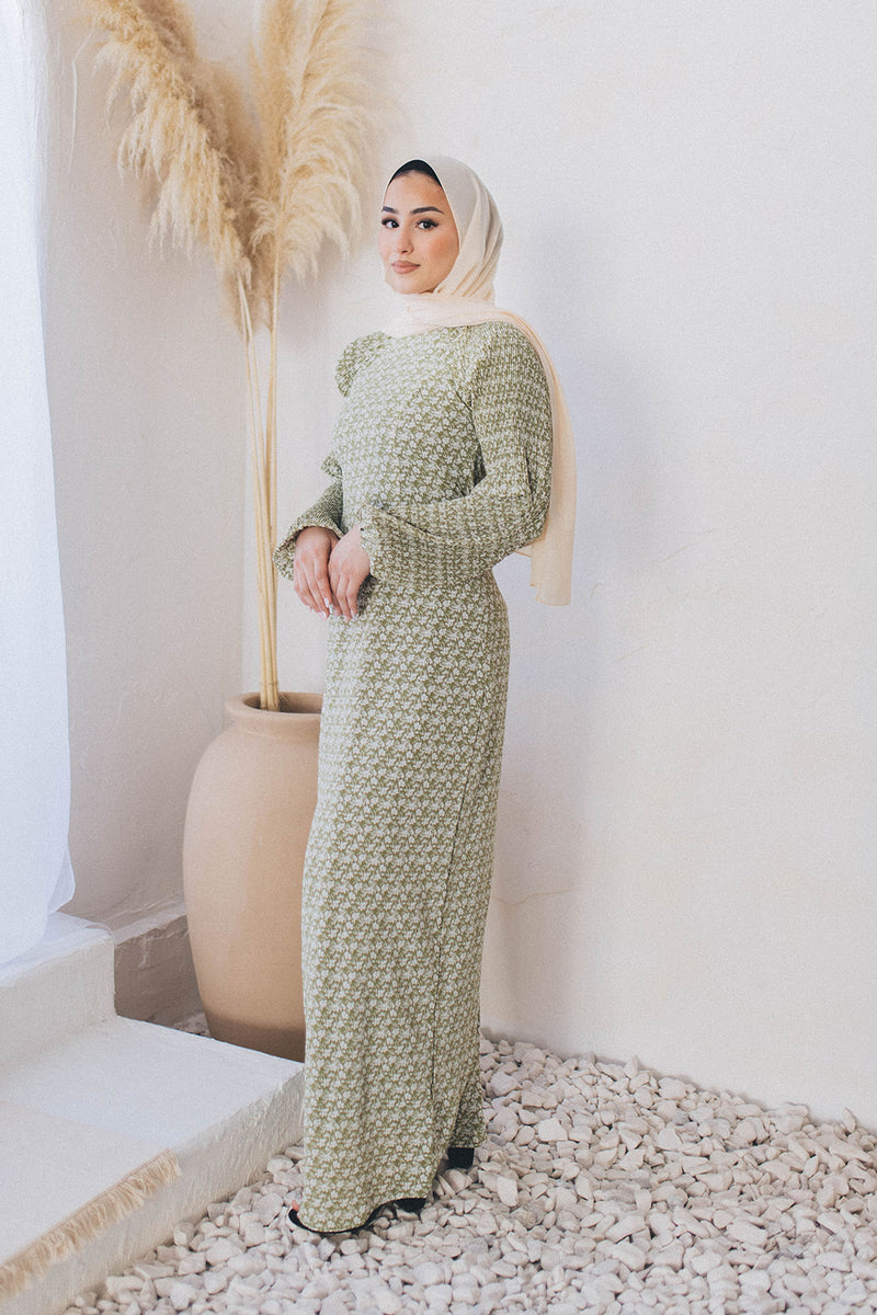 Aylana Floral Dress- Sage Green
