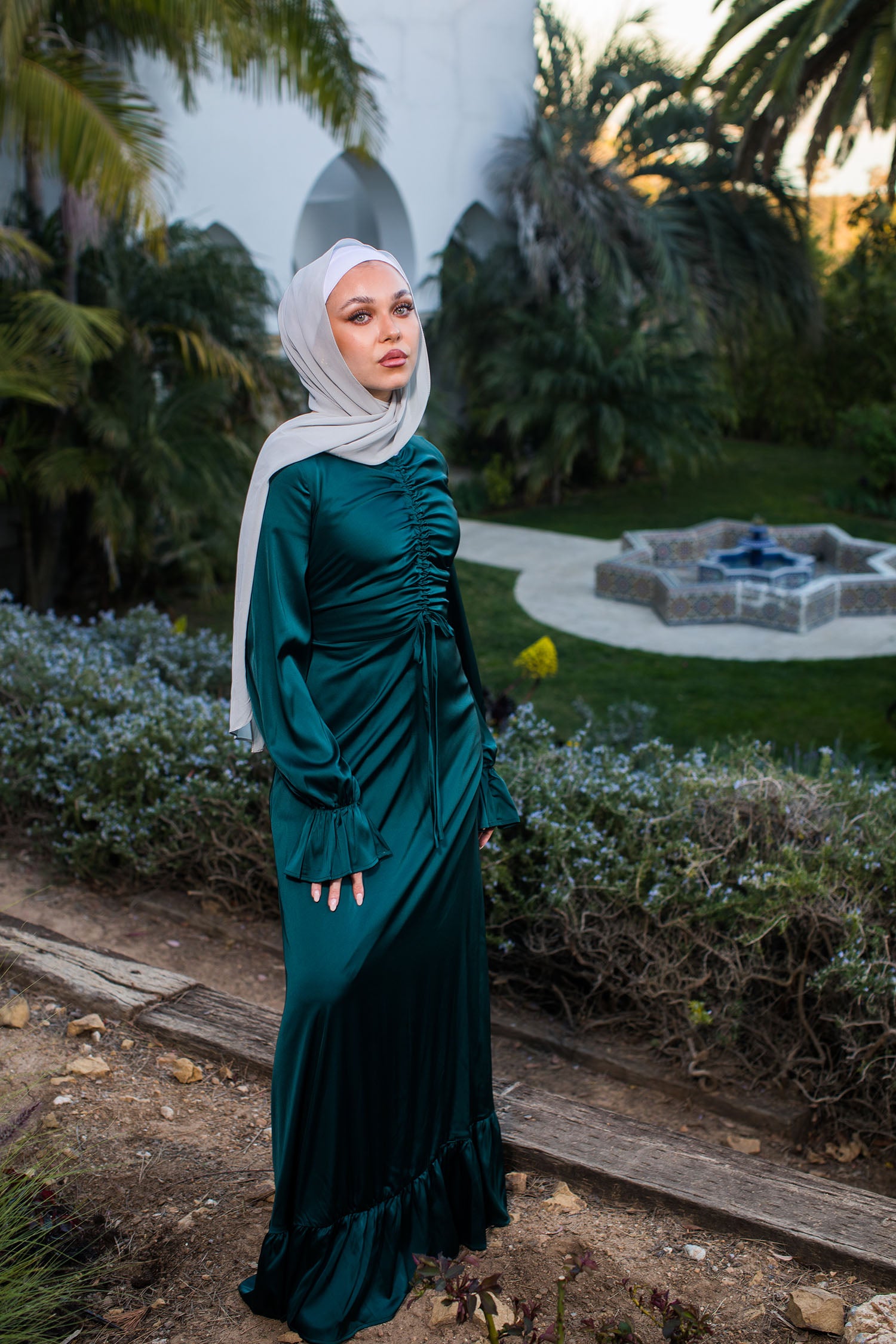 jade green silk dress Amanda uprichard jade silk maxi dark green dress