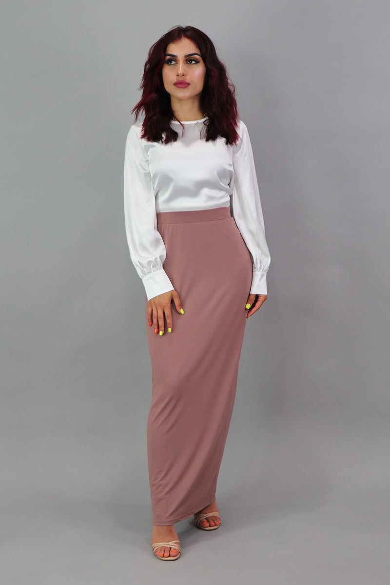 Luxe Spandex Maxi Skirt - Nude Pink
