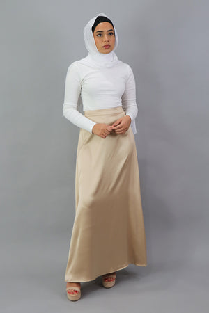 Lameera Satin Skirt - Champagne