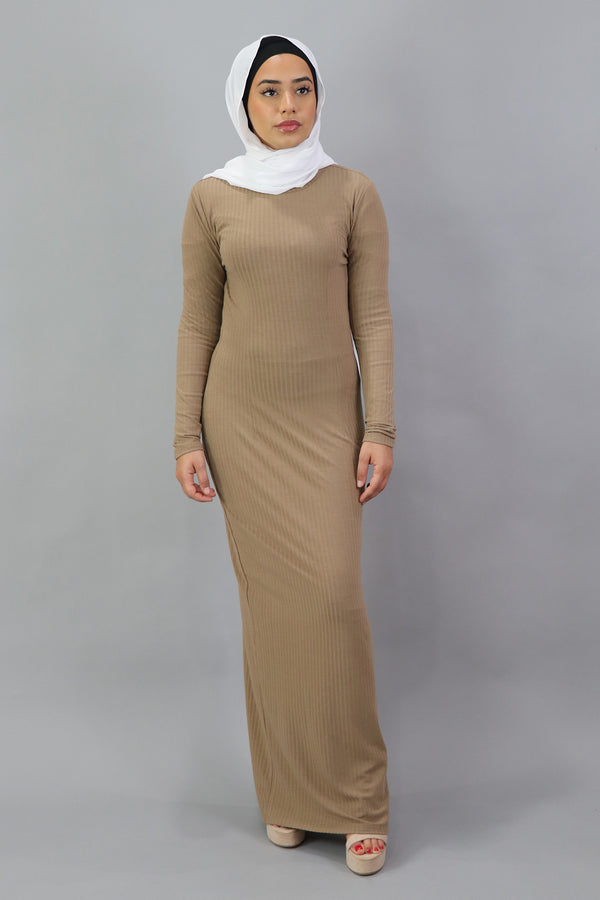 Ribbed Maxi Dress - Sand