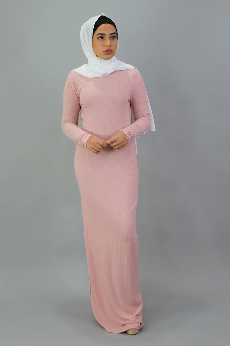 Ribbed Maxi Dress - Pink