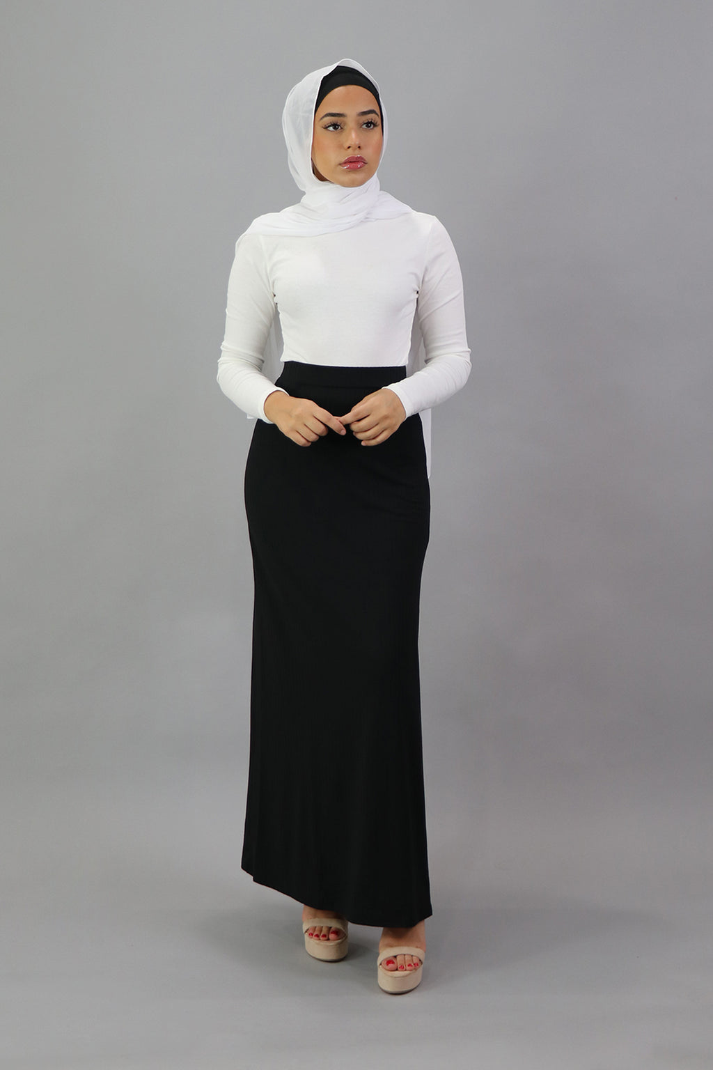 Black maxi hotsell ribbed skirt